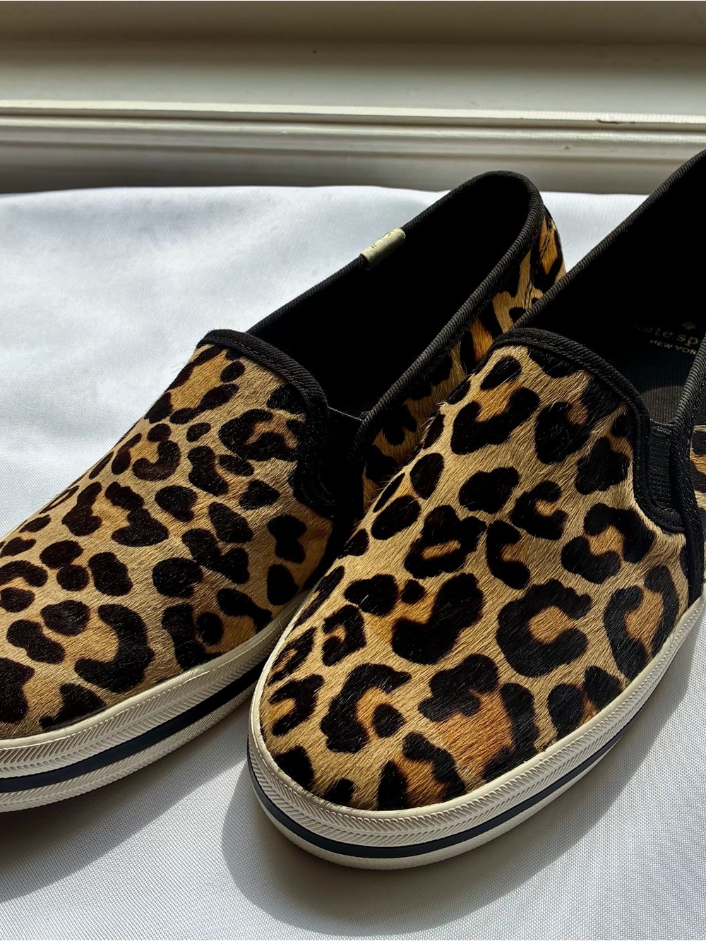 KEDS X KATE SPADE CALF HAIR LEOPARD SLIP-ON SHOES - WOMENS 7.5